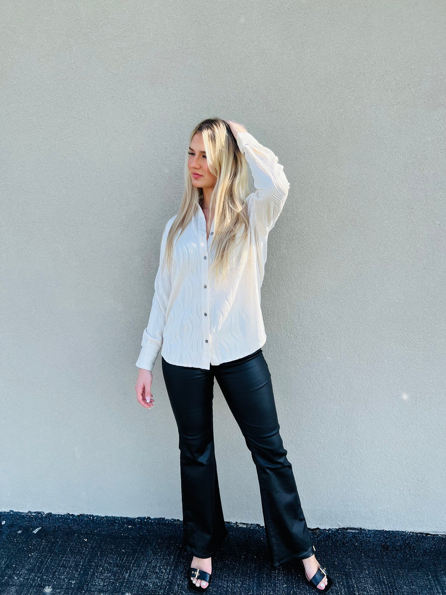 Textured Ecru Button Down