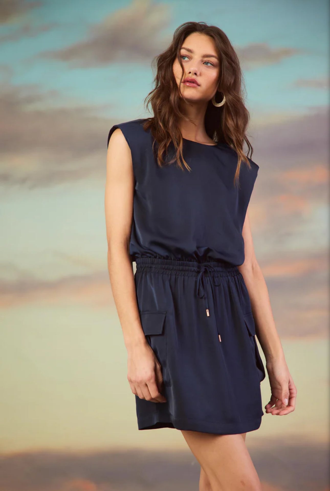 Muscle Tee Cargo Dress - Navy
