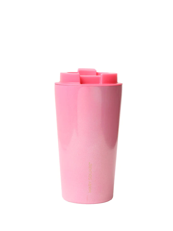 Pearlized Pink Mary Square Coffee Tumbler 15oz