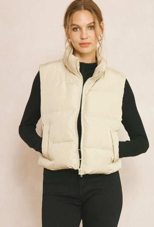 Sand Color Puffer Vest