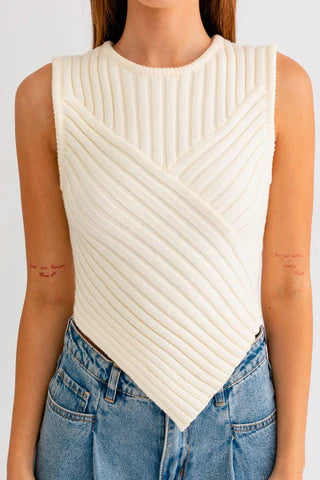 White Scarf Hem Top