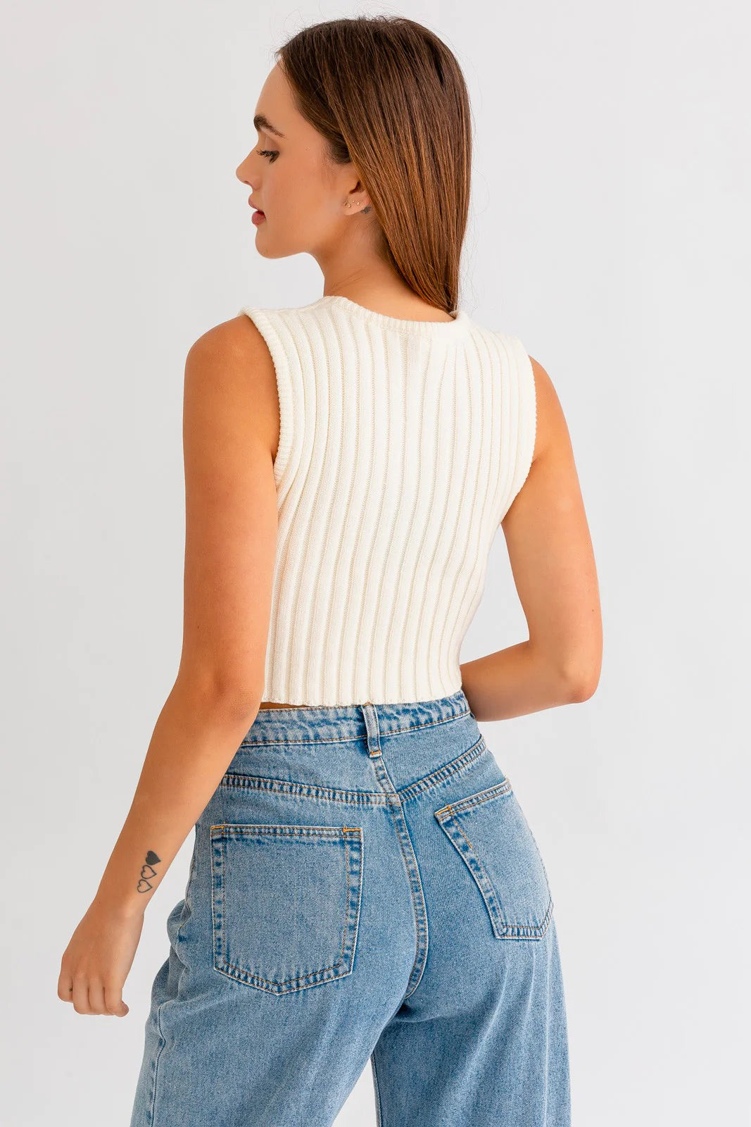 White Scarf Hem Top