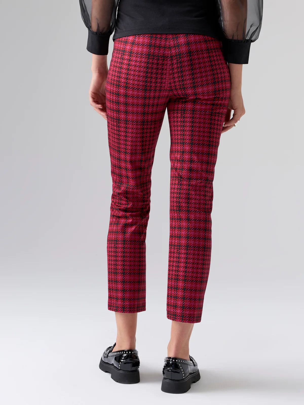 Carnaby Kick Crop Semi High Rise Legging Pink Glen Plaid