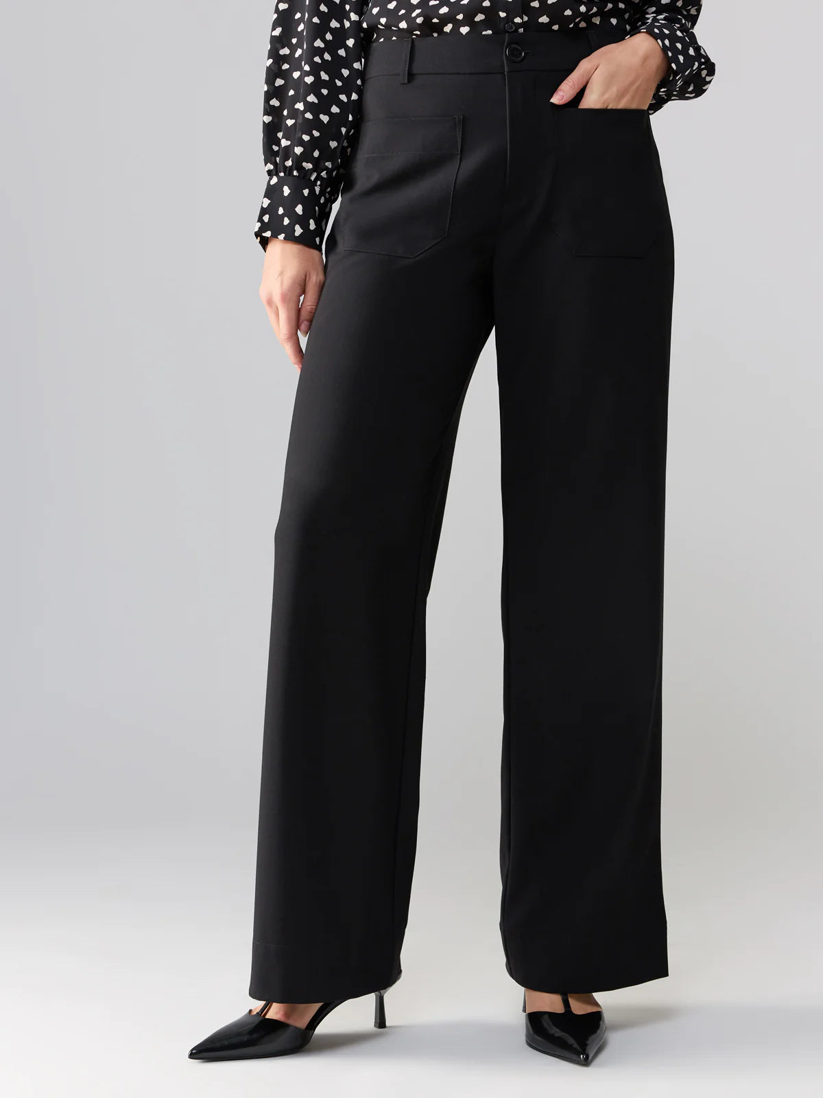 The Marine Semi High Rise Wide Leg Trouser Pant Black