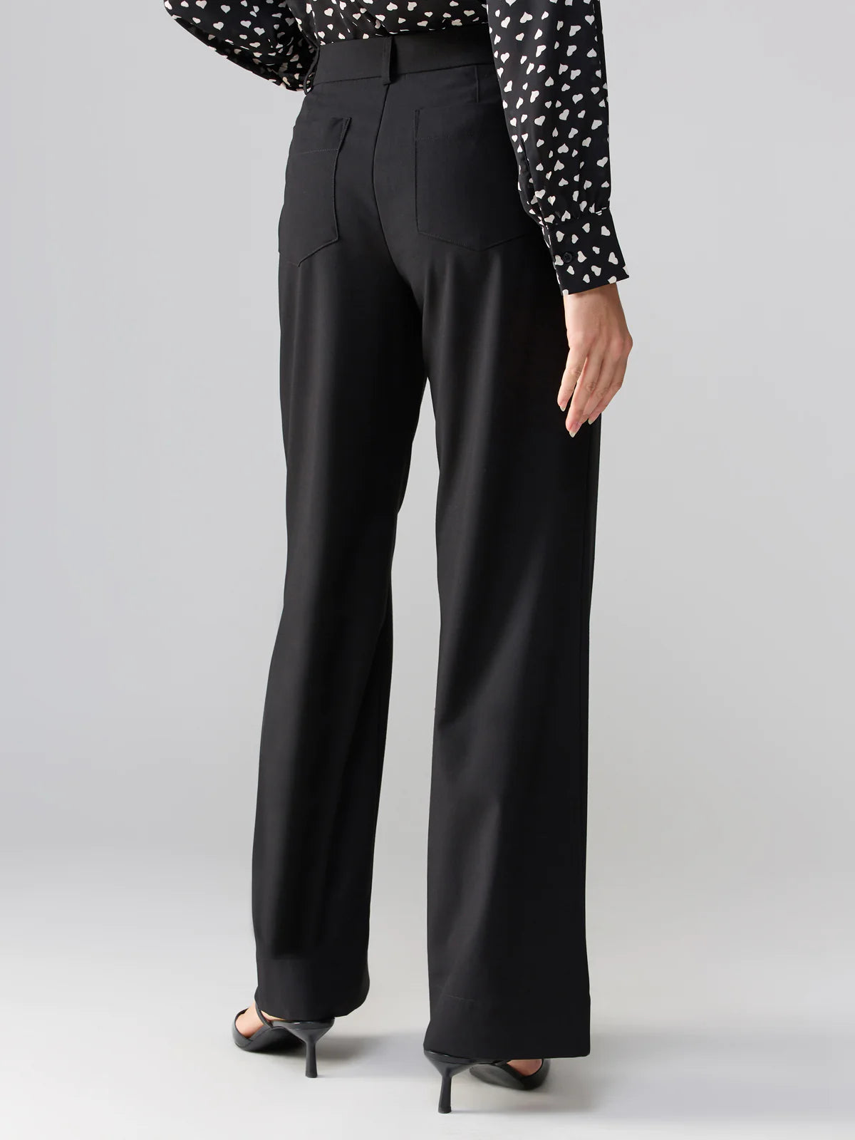 The Marine Semi High Rise Wide Leg Trouser Pant Black