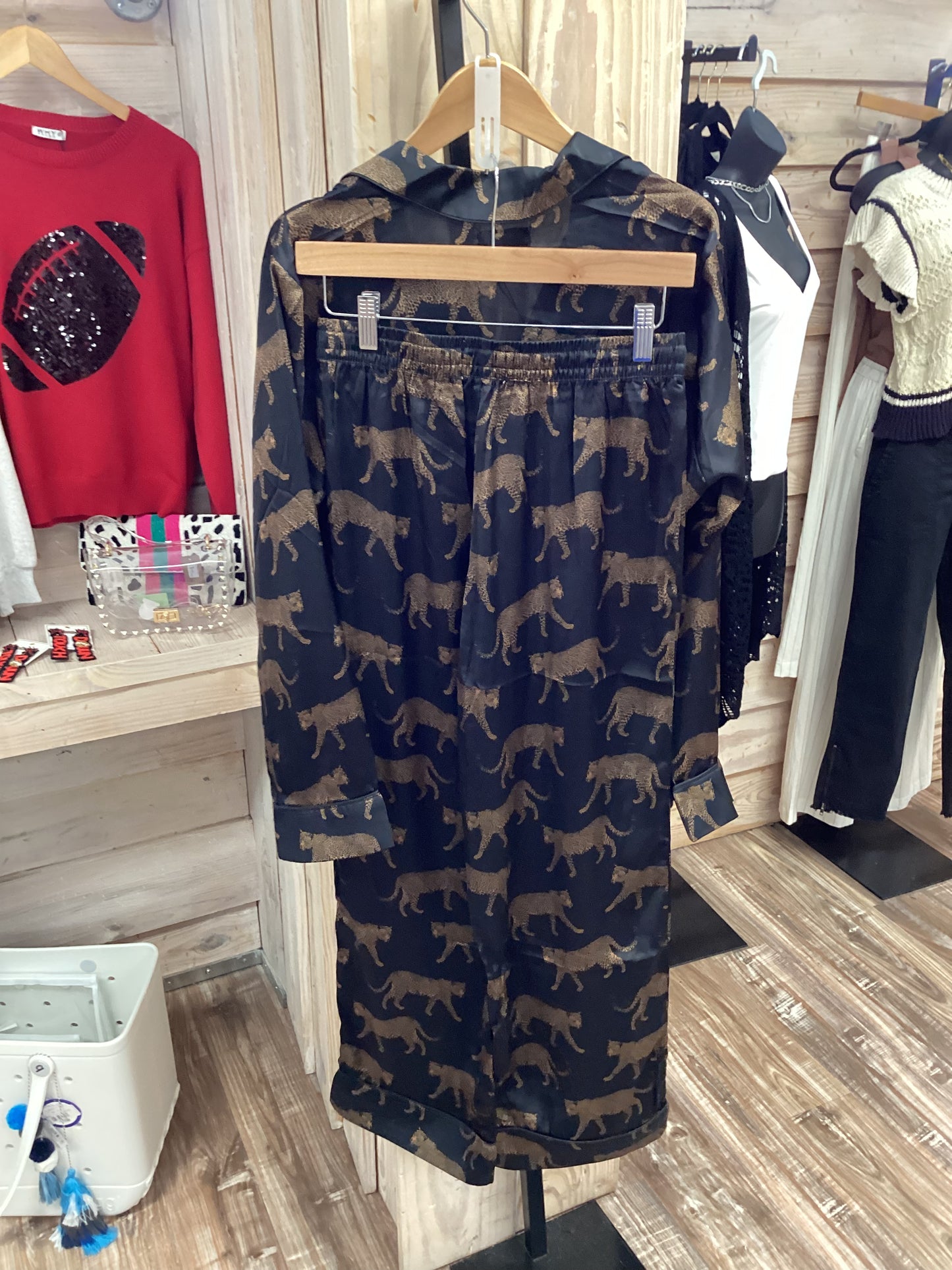 Black Catwalk Silky Pj Set