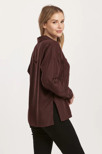 Arianna Front Tie Shirt Ground Coffee Tencel