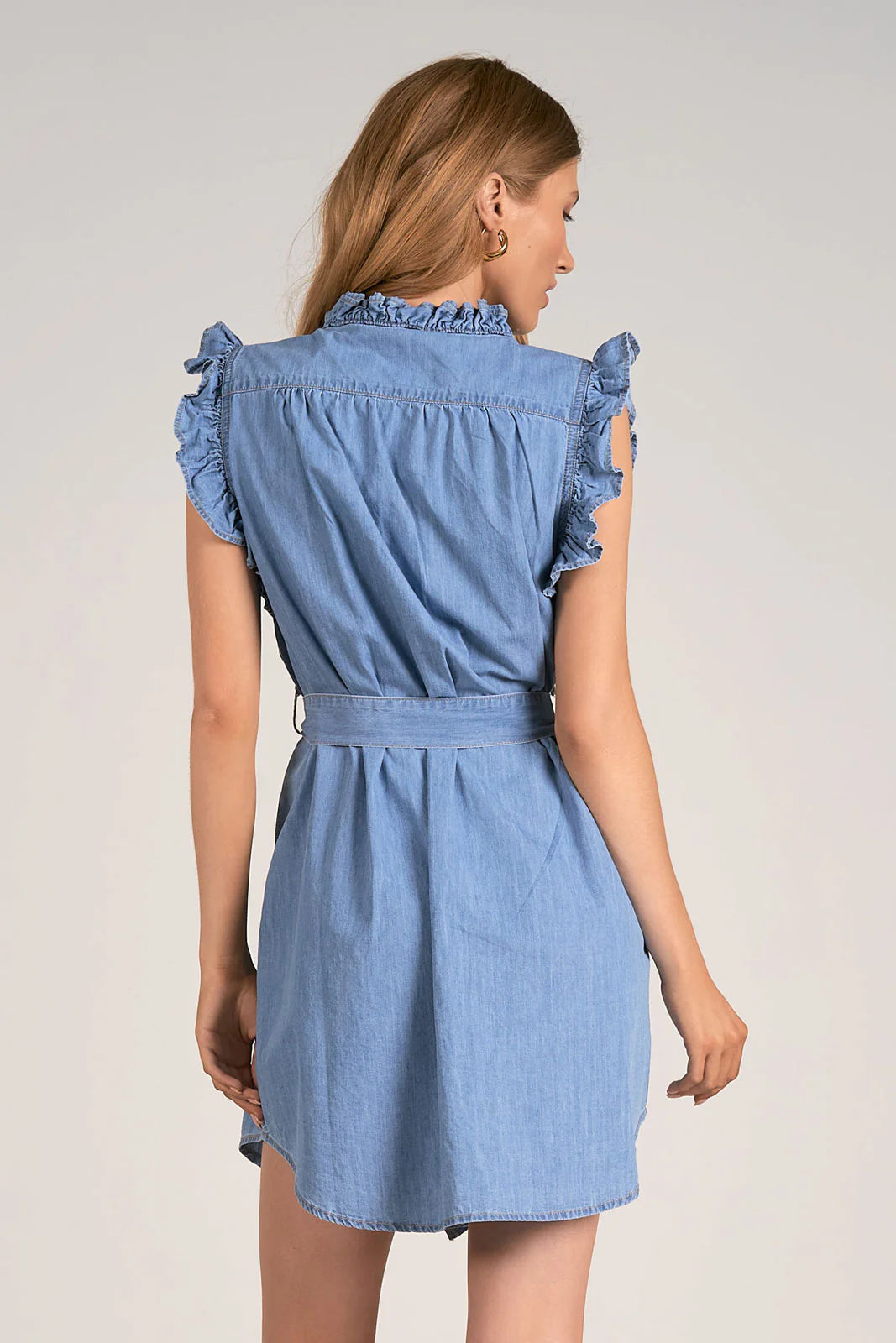 Denim Ruffle Sleeve Dress