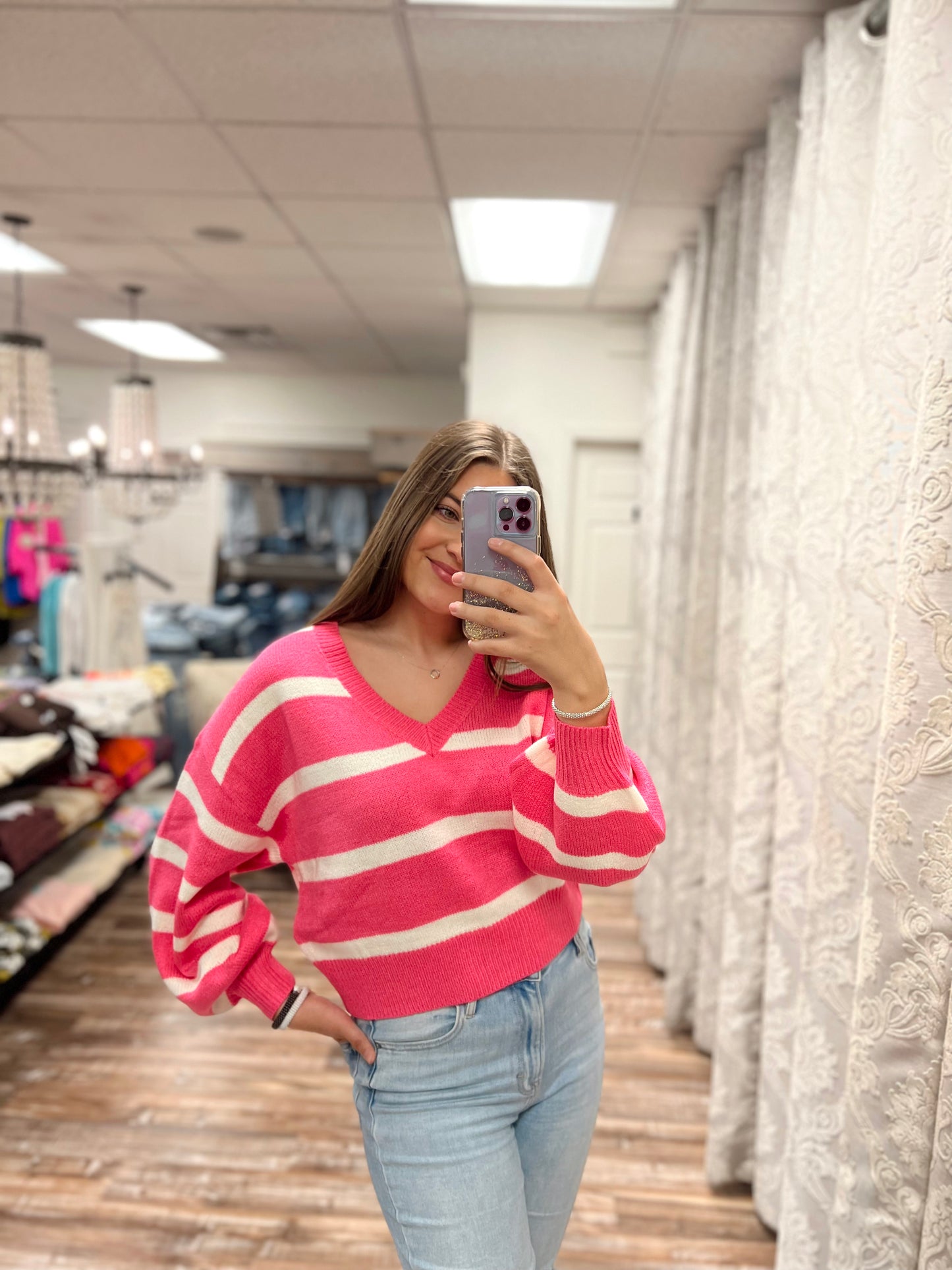 Pink Stripe Sweater