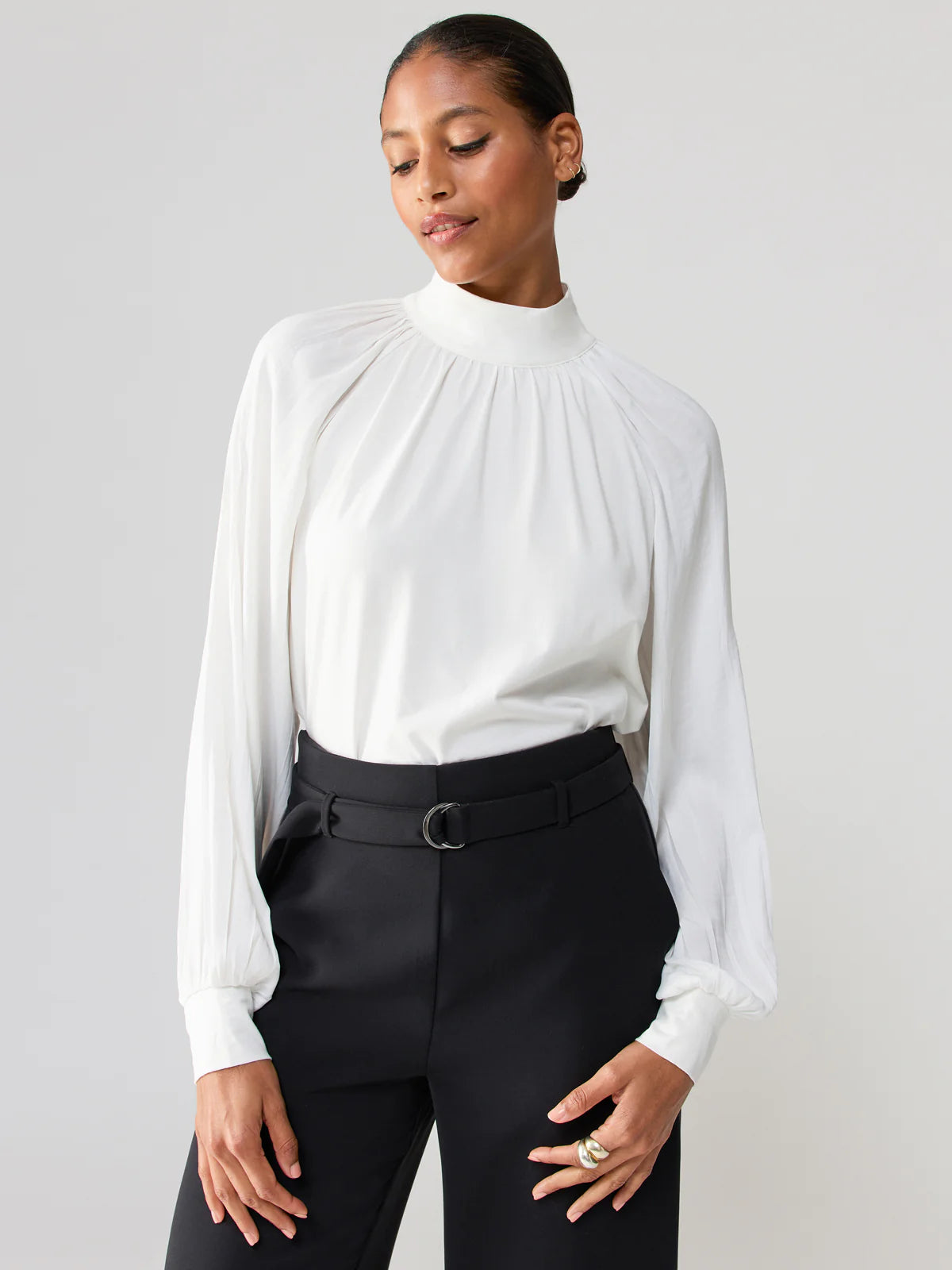 Sateen Mixed Media Top- Milk