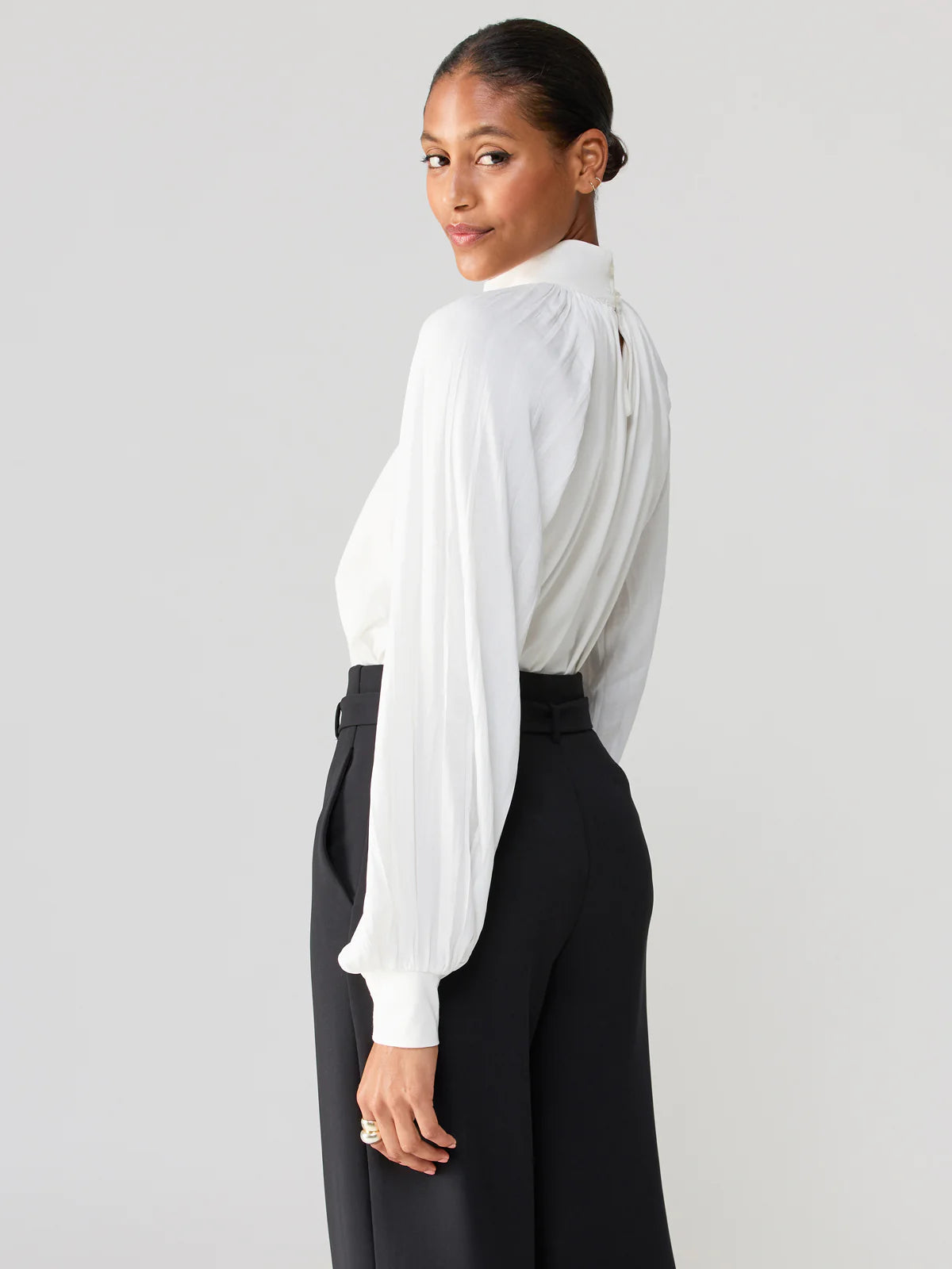 Sateen Mixed Media Top- Milk