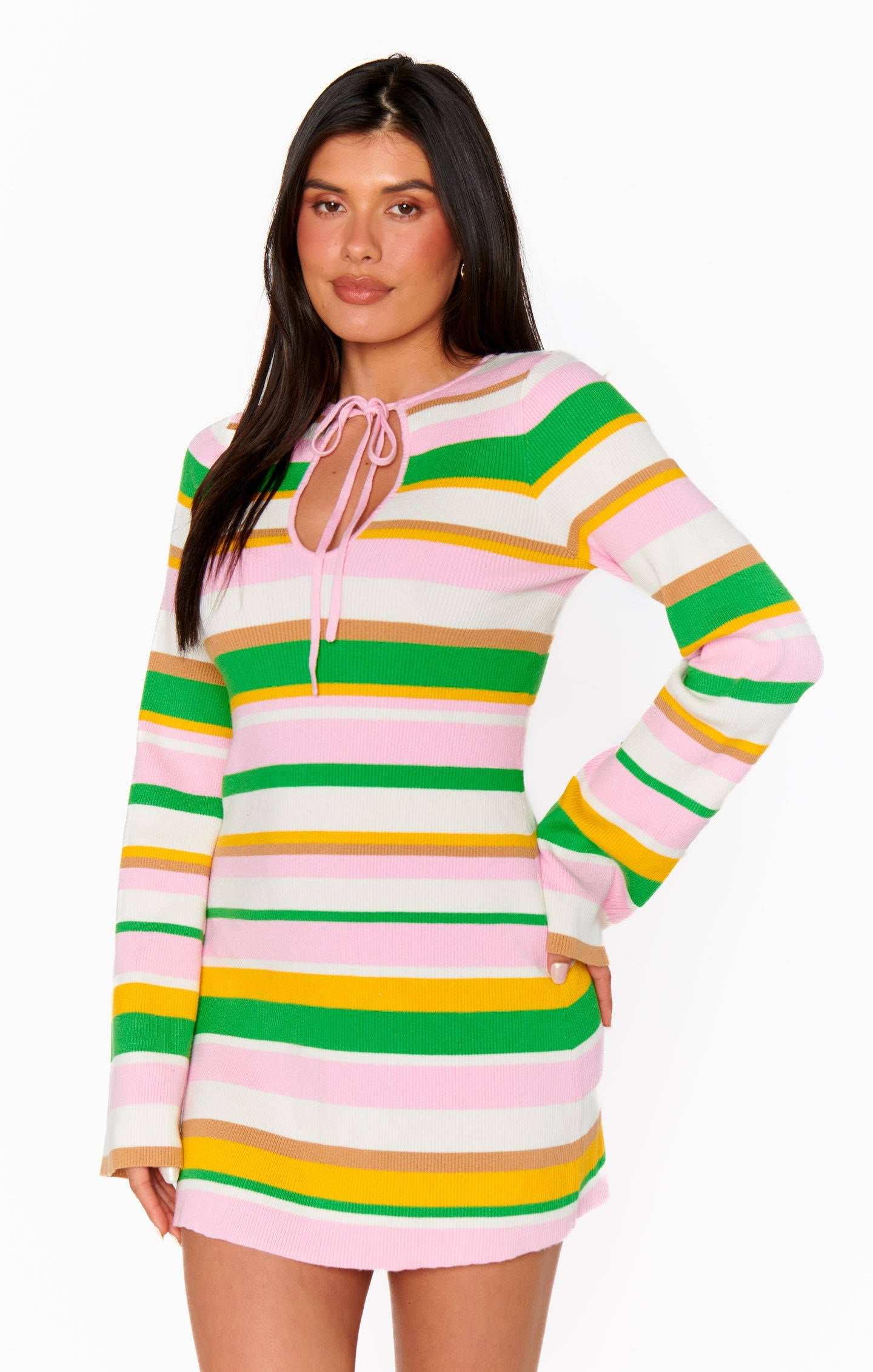 MUMU Away Mini Dress- Multi Rib Knit