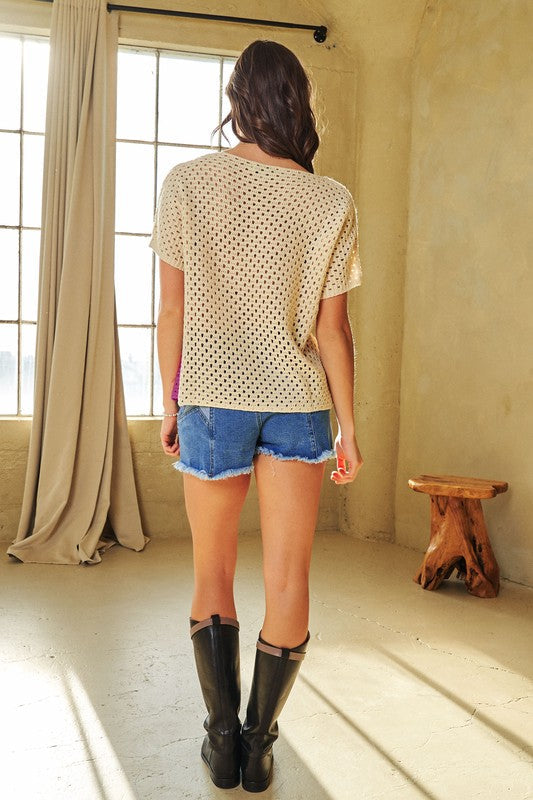 Color Block Crochet Top