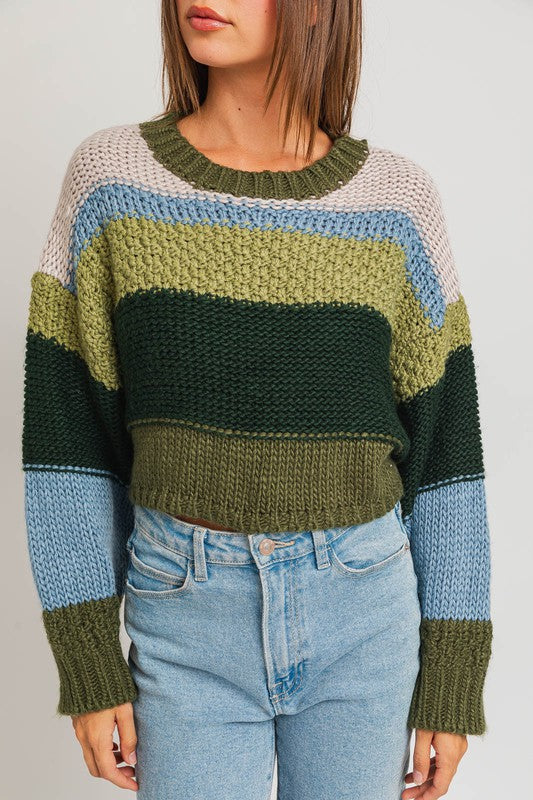 Olive Multi Crop Sweater