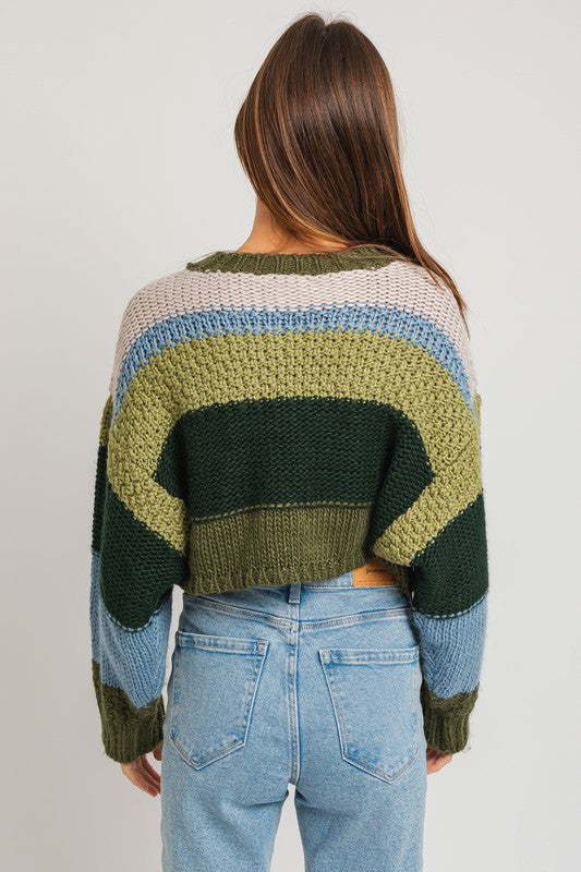 Olive Multi Crop Sweater