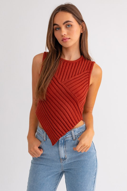 Rust Scarf Hem Top