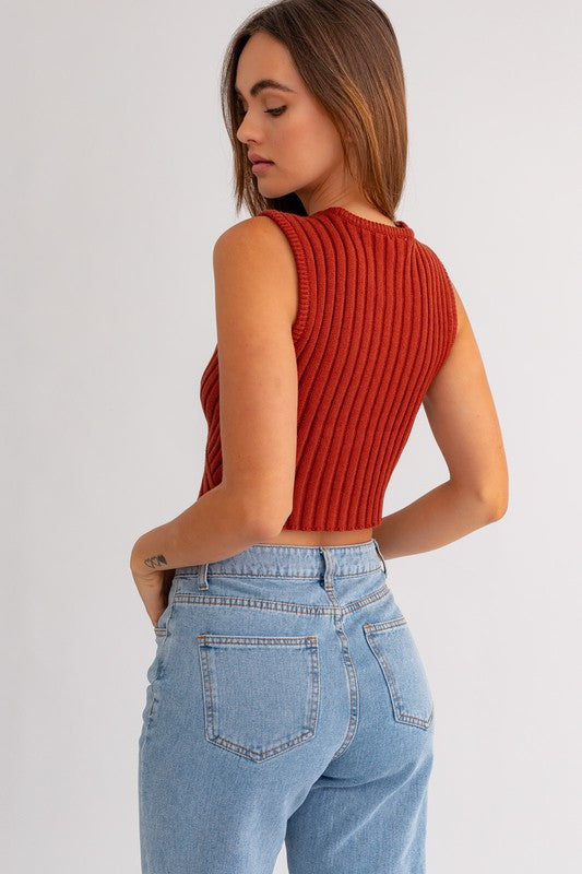 Rust Scarf Hem Top