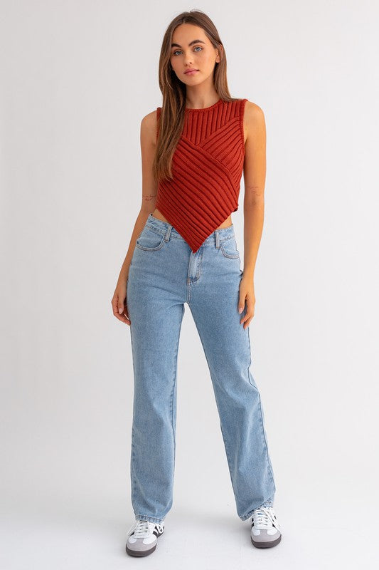 Rust Scarf Hem Top