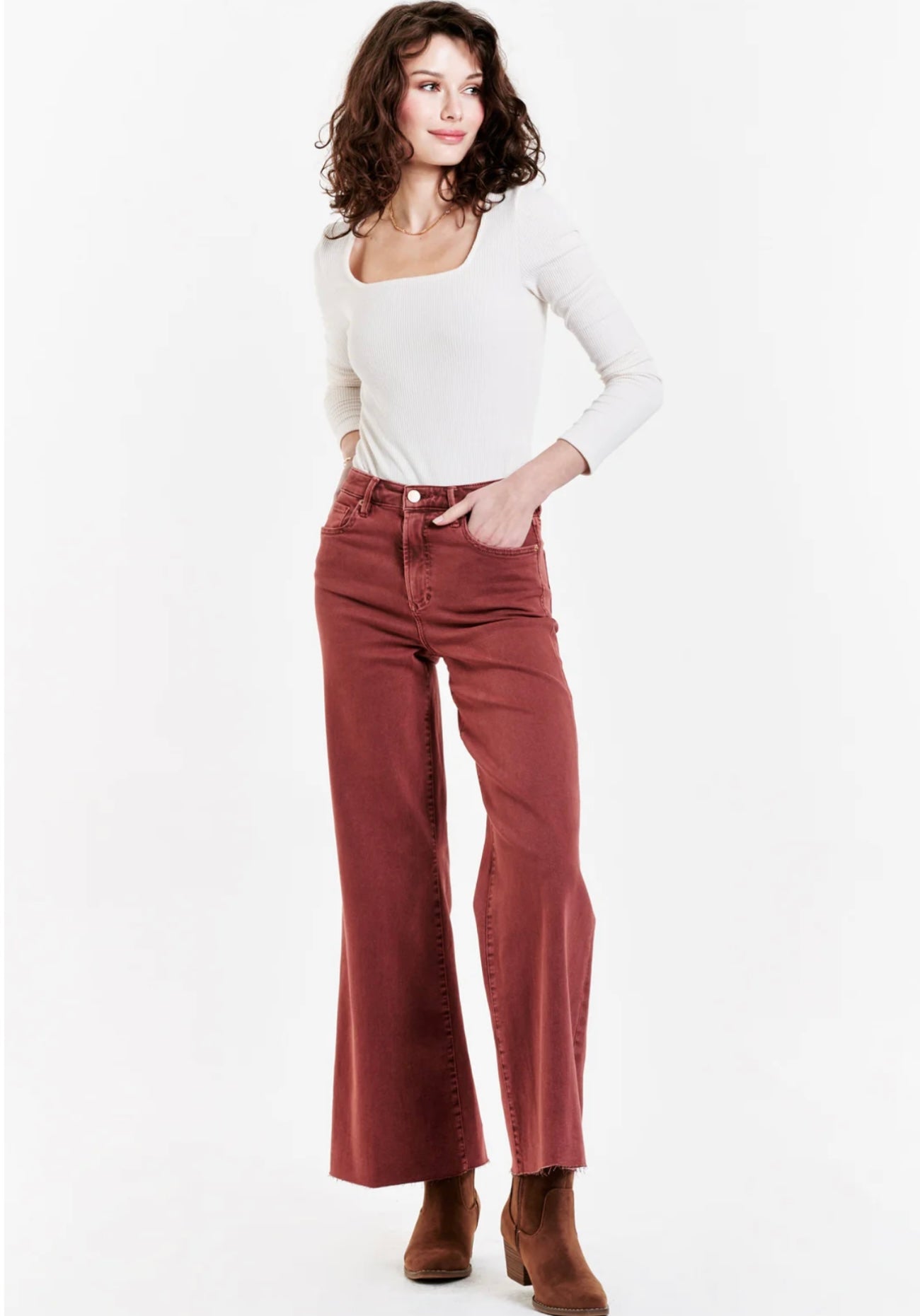 FIONA HIGH RISE WIDE LEG JEANS CINNAMON