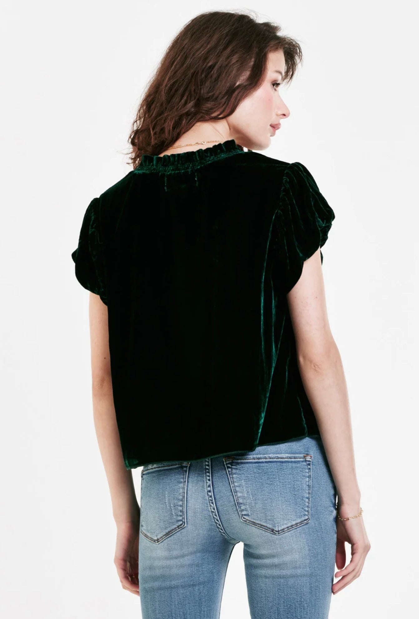 MAGGIE PUFF SLEEVE TOP SYCAMORE VELVET