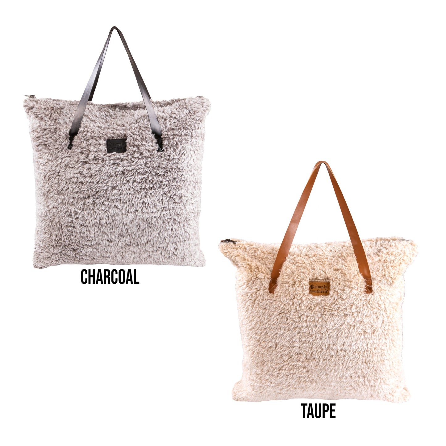 STYLISH SHERPA BLANKET TOTE IN TAUPE