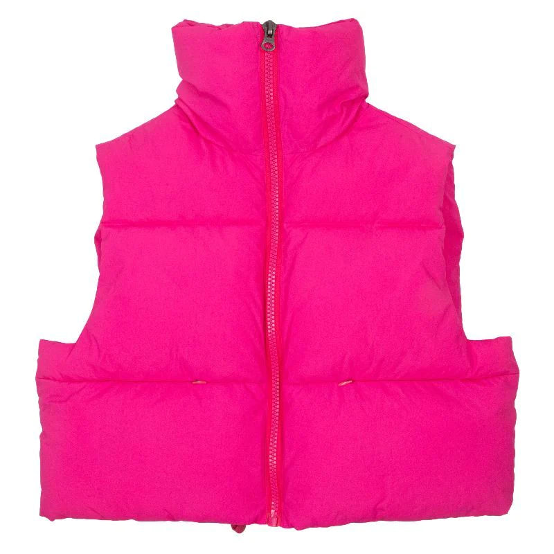 PUFFY FULL ZIP VEST JACKET HOT PINK