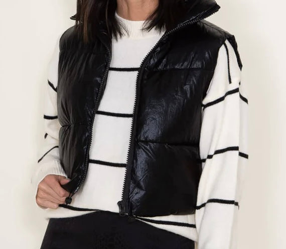 PUFFY FULL ZIP VEST JACKET BLACK