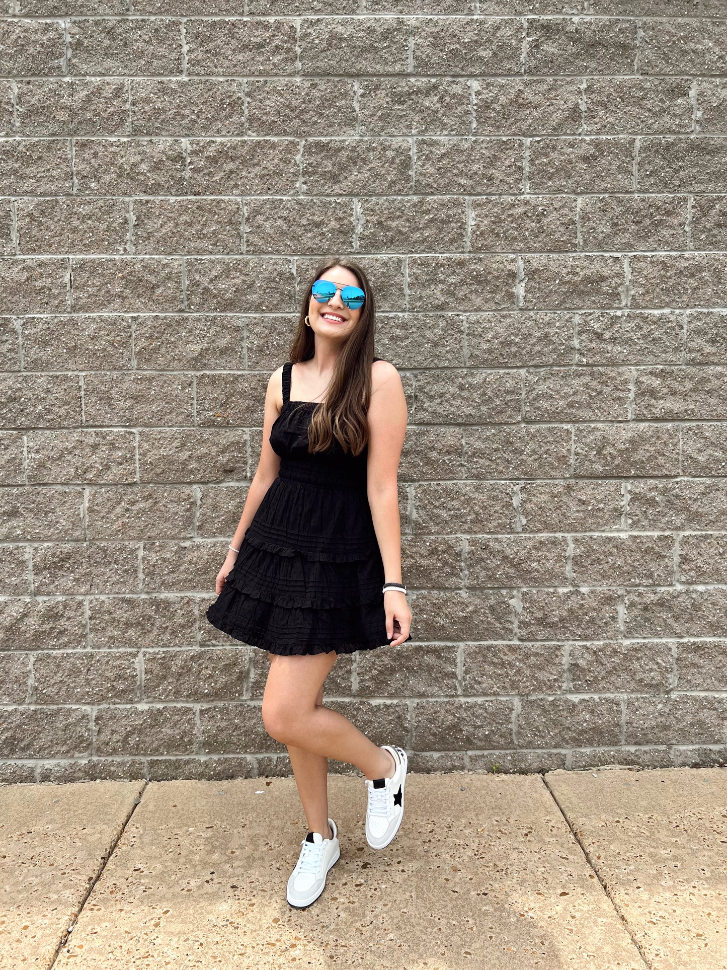 Elan Black Tank Tiered Dress