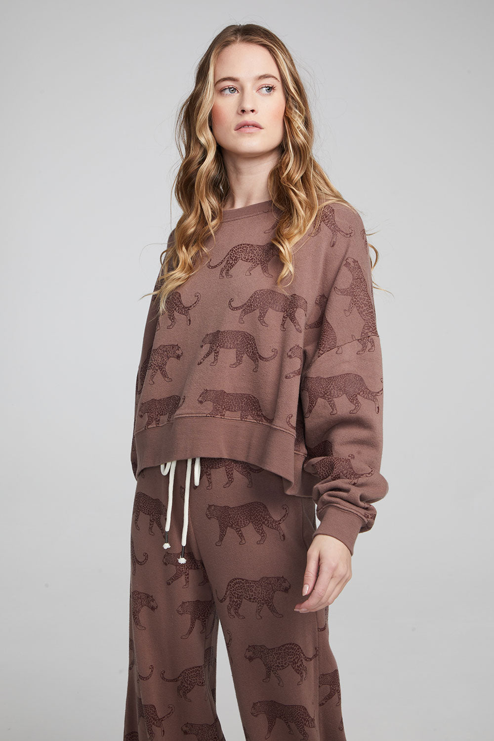 Chaser Allover Leopards Fleece Pullover