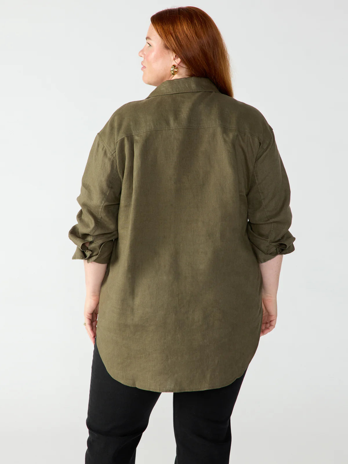Sanctuary Relaxed Linen Shirt Mossy Green
