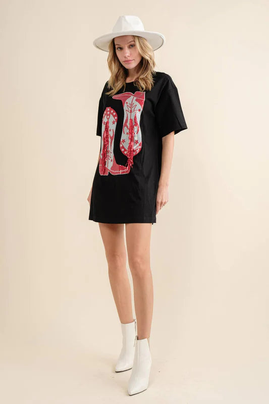 Black Sequin Western Dress/Tunic