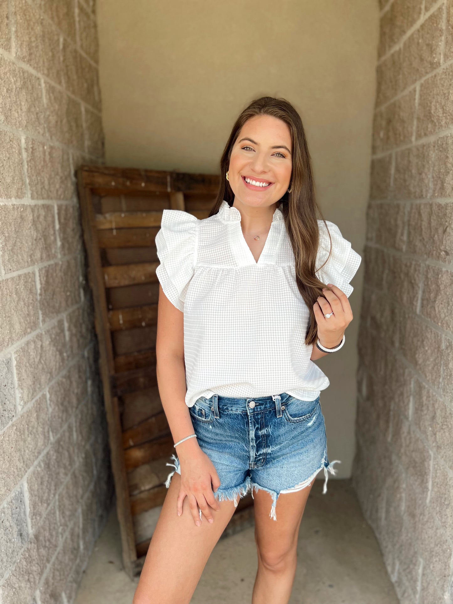 Lala White Ruffle Top