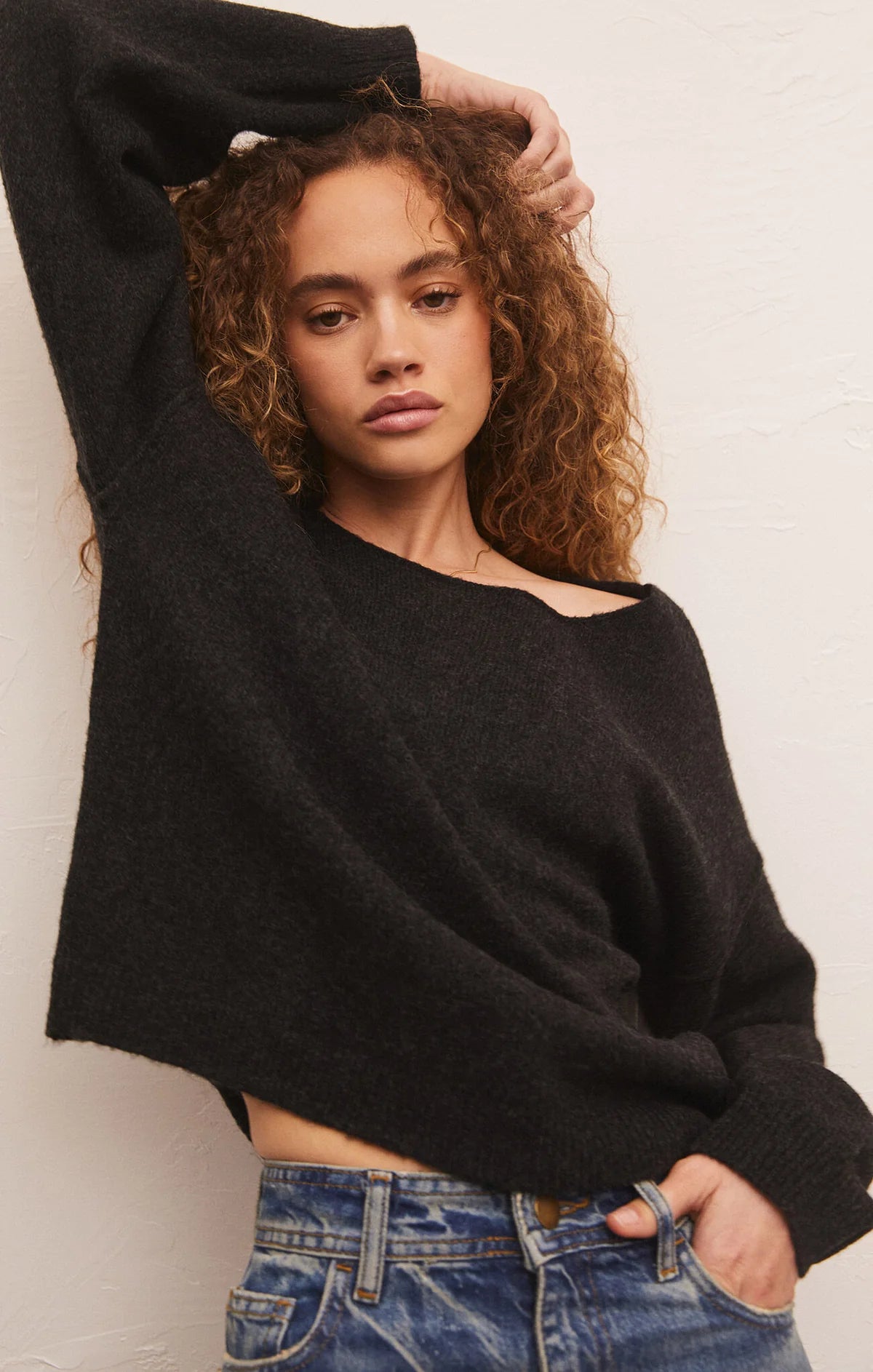 Z Supply Everyday Pullover Sweater Heather Black