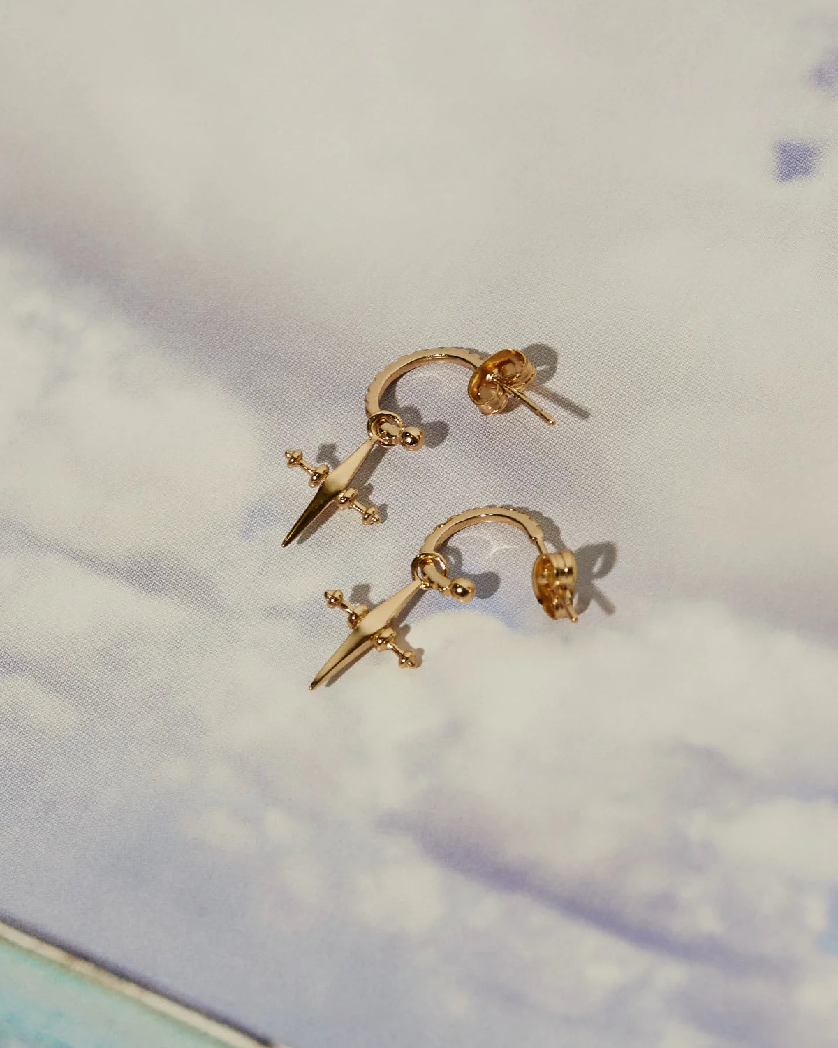 Luv AJ Mini Cross Half Hoops