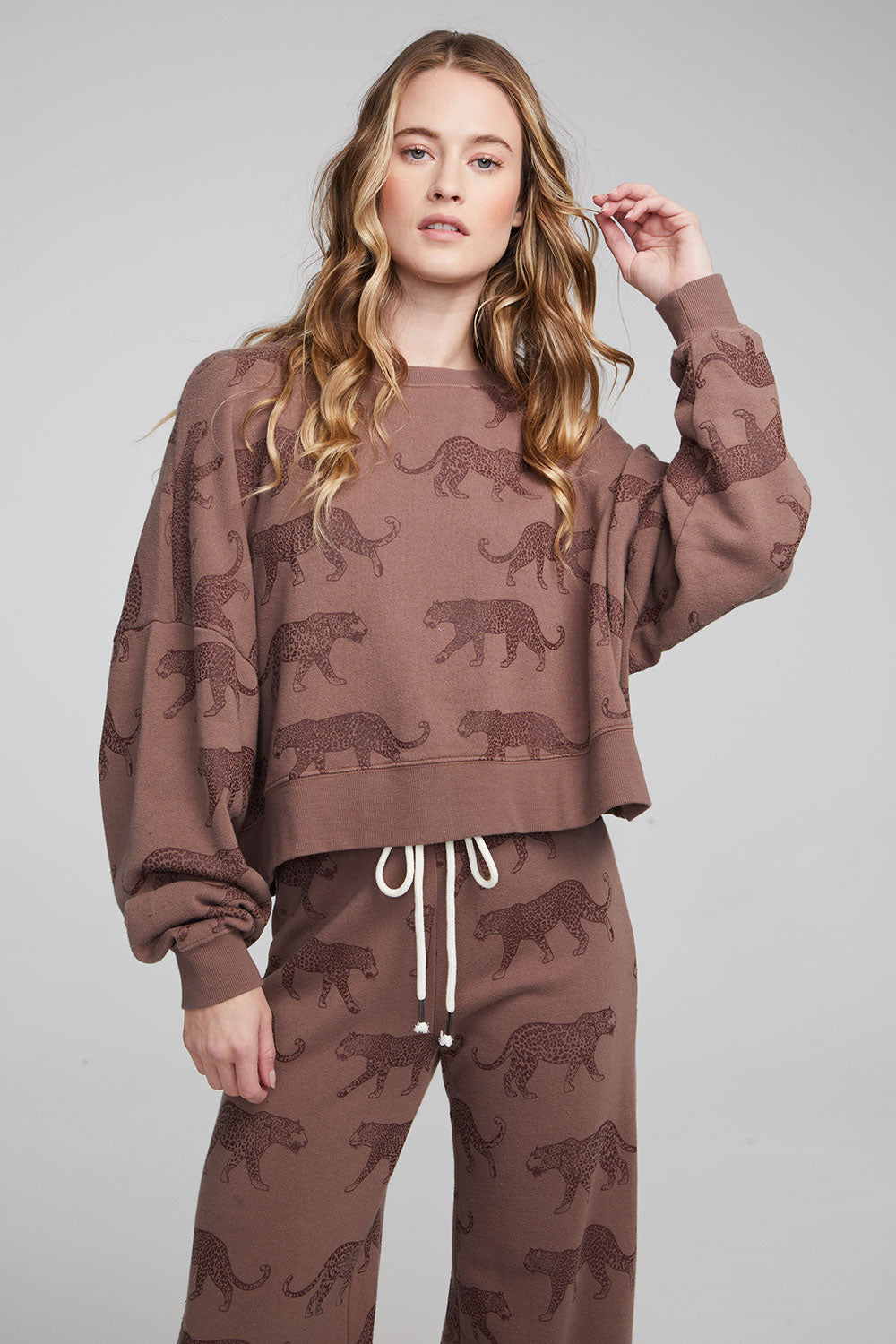 Chaser Allover Leopards Fleece Pullover