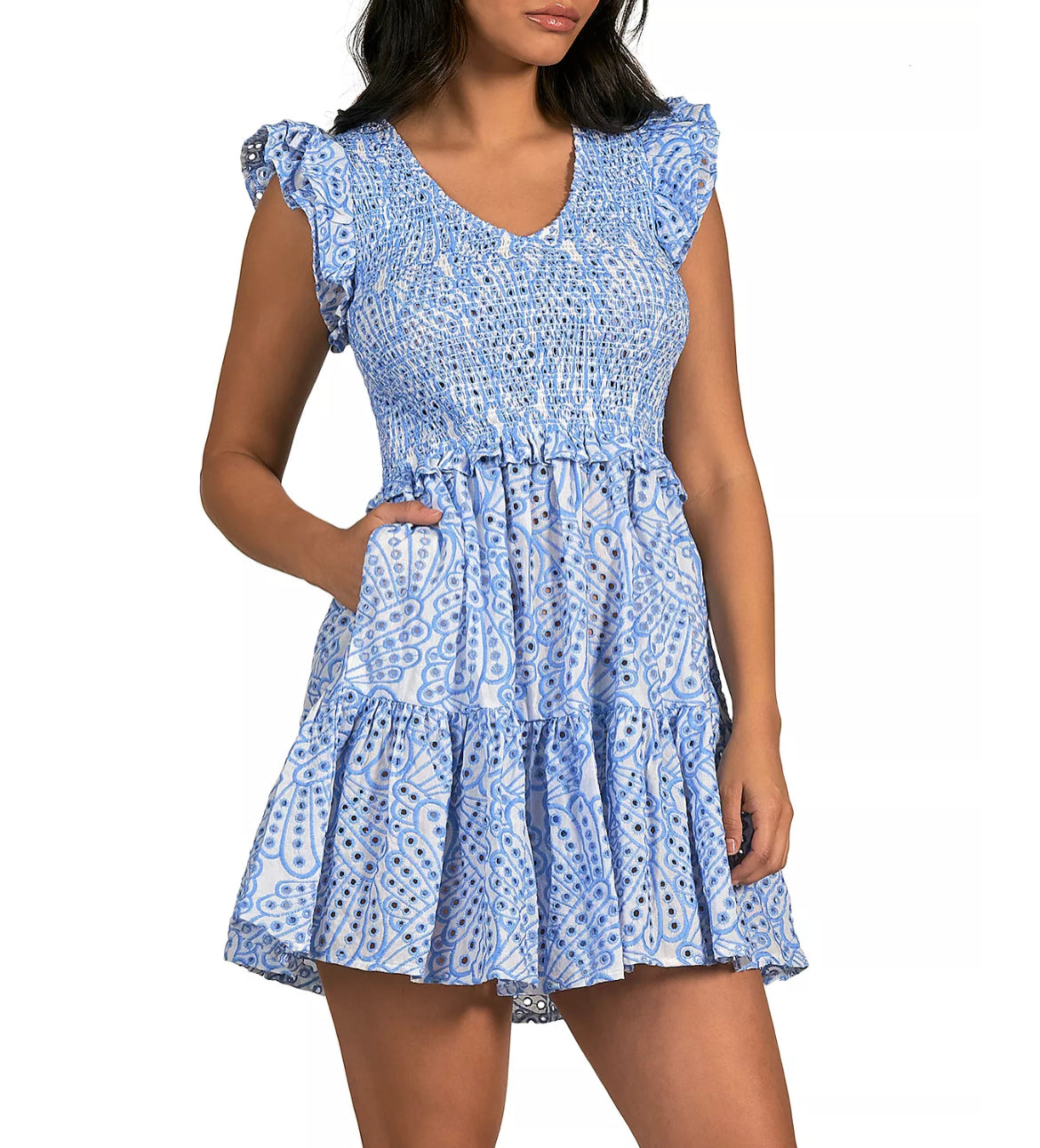Elan White and Blue Dress