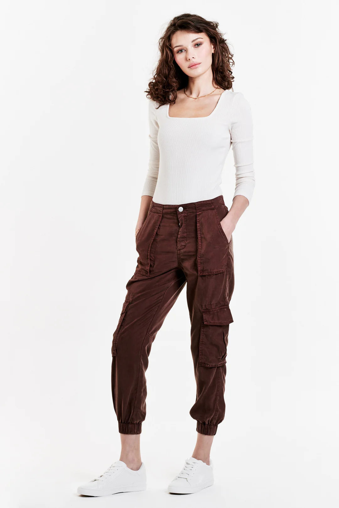 Dear John SANDY SUPER HIGH RISE ANKLE TROUSER PANTS CHESTNUT