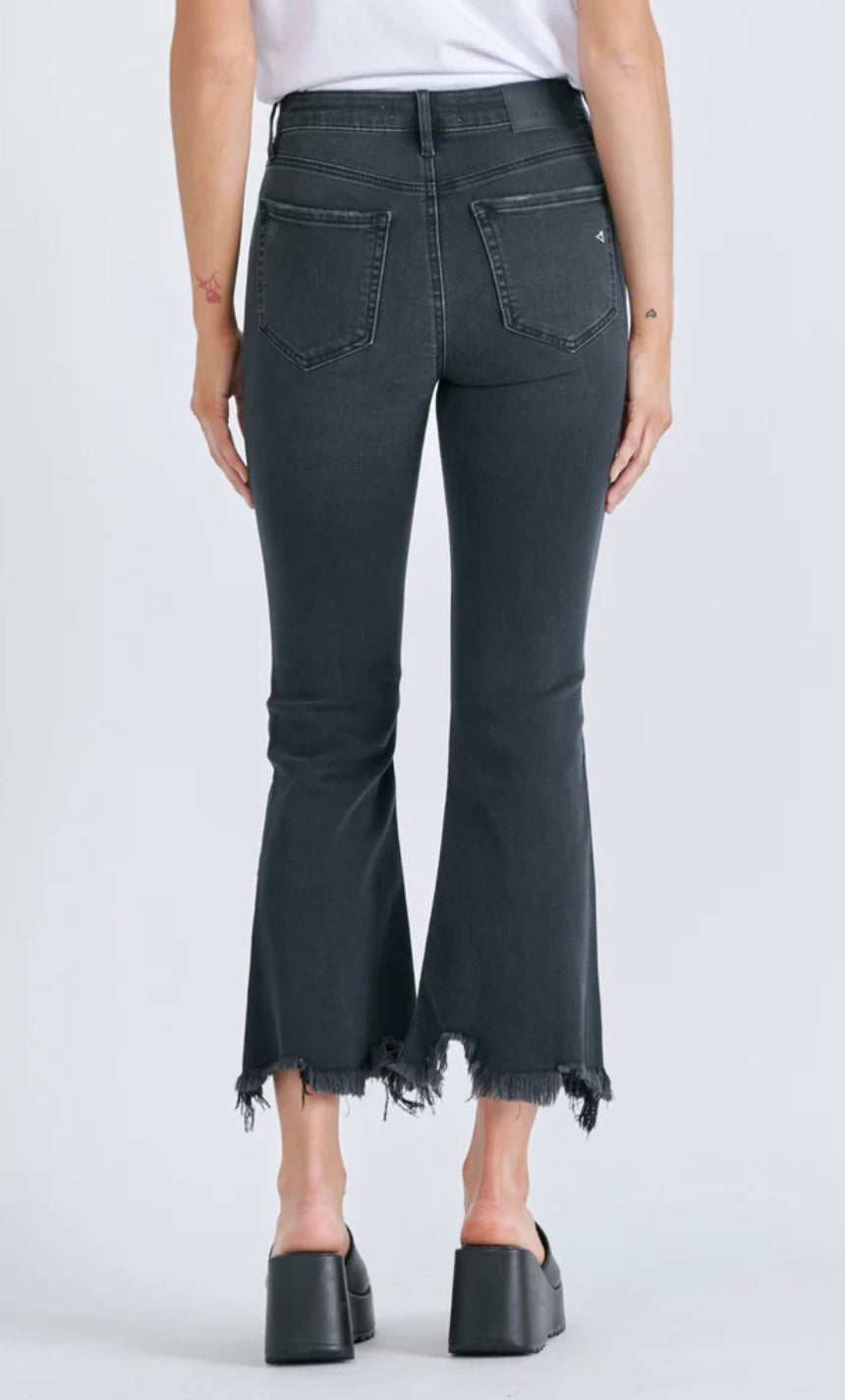 Hidden BLACK FRAYED HEM CROPPED FLARE