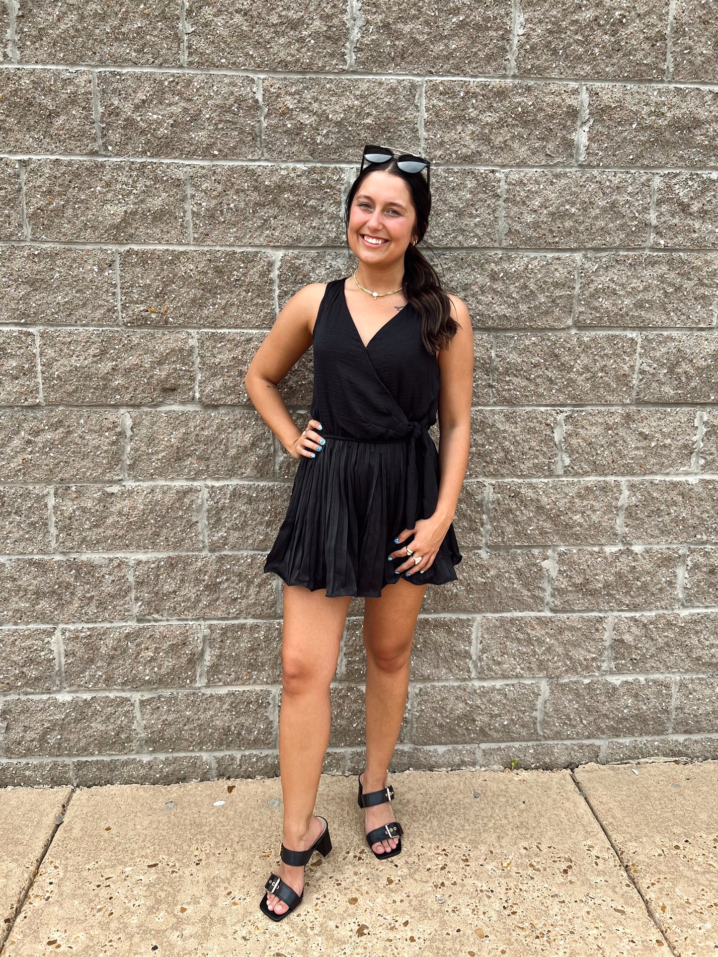 She + Sky Black Romper