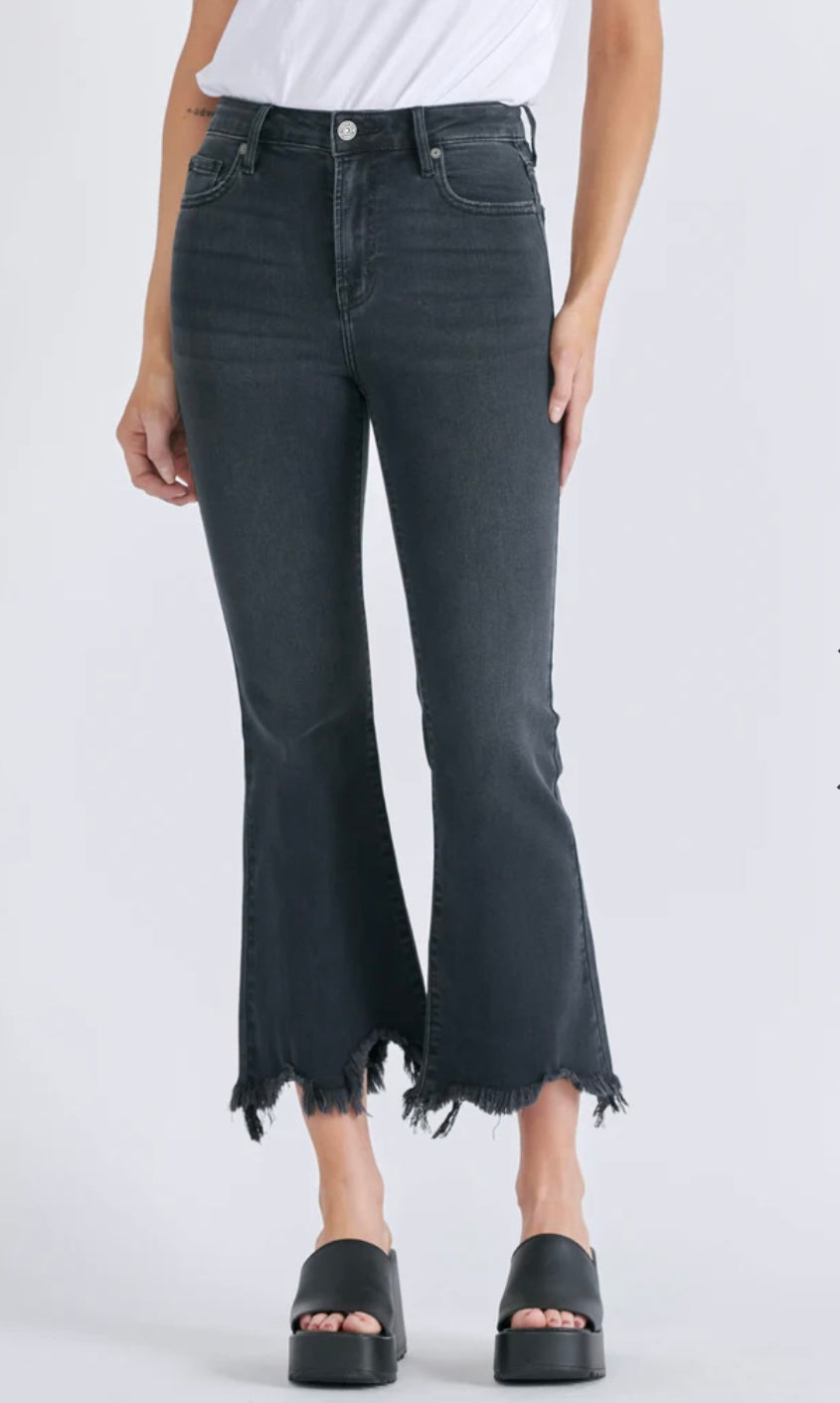 Hidden BLACK FRAYED HEM CROPPED FLARE