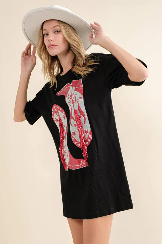 Black Sequin Western Dress/Tunic