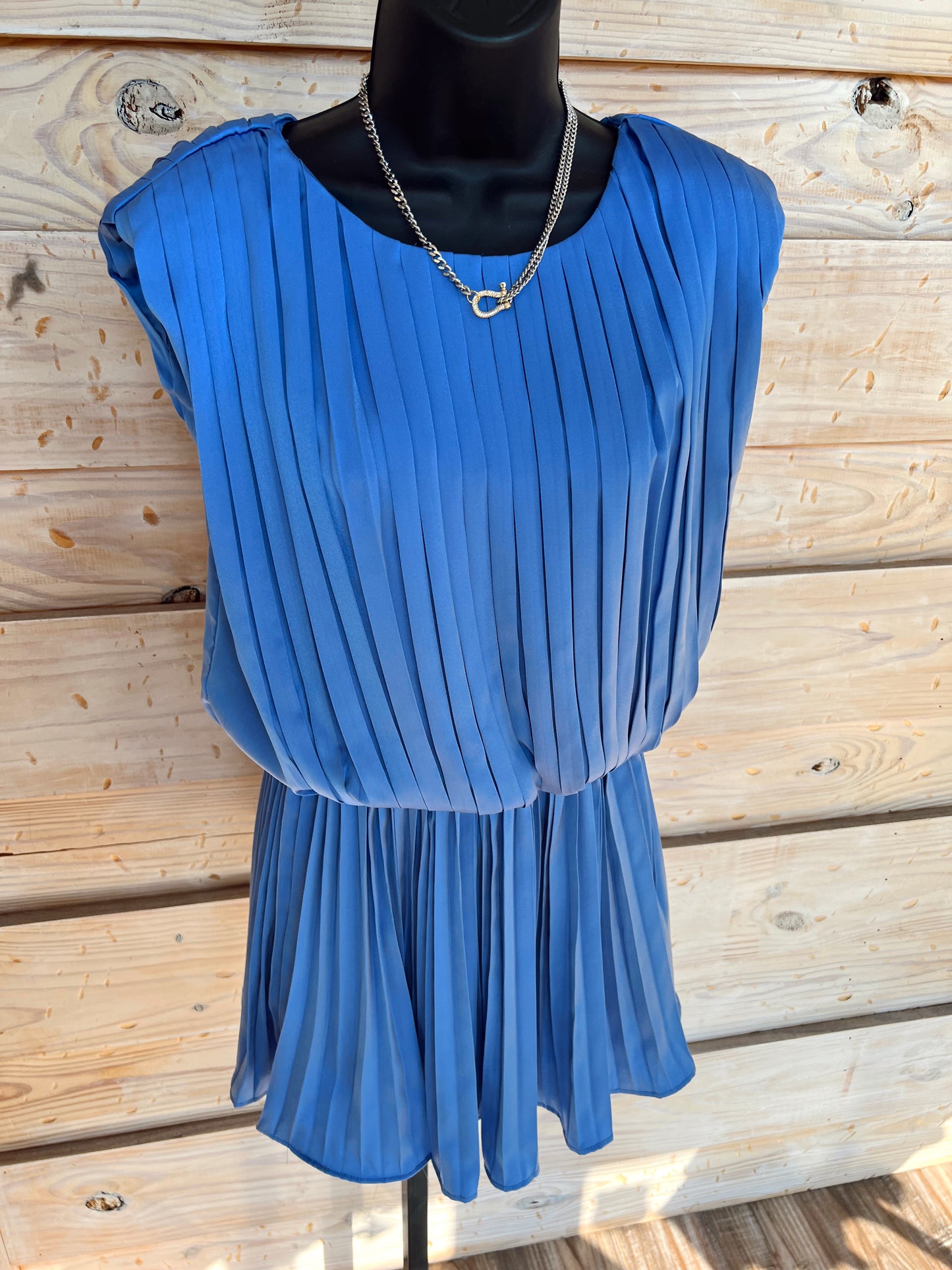 Blue Pleated Romper