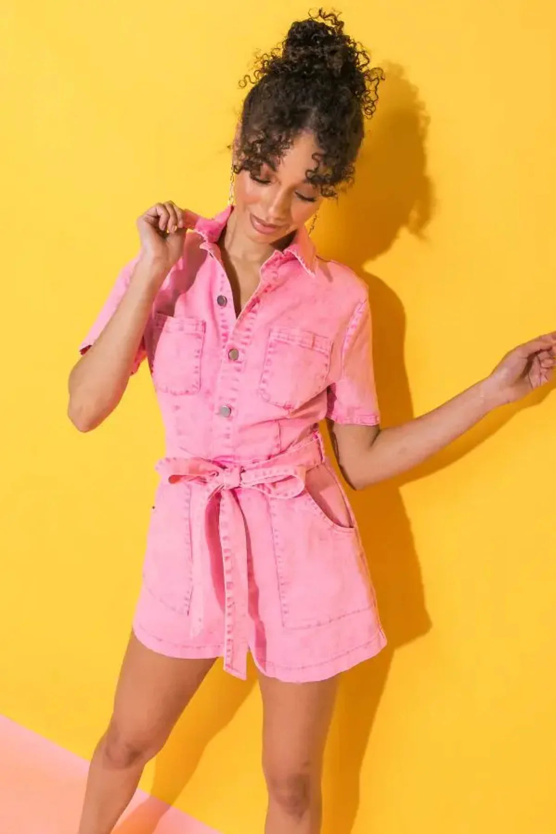 Acid Wash Pink Romper