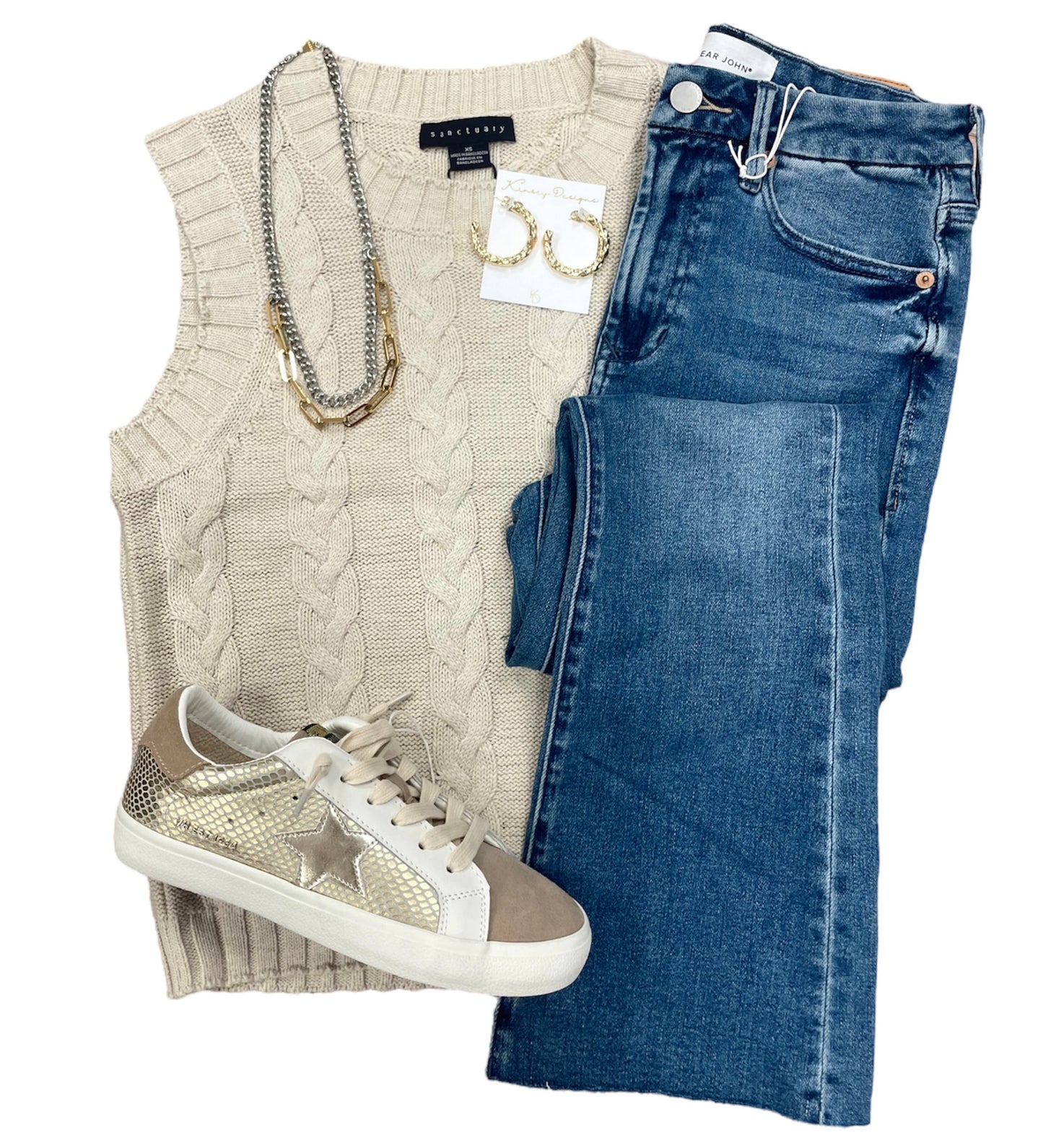 Sanctuary Chunky Cable Vest in Toasted Marshmallow