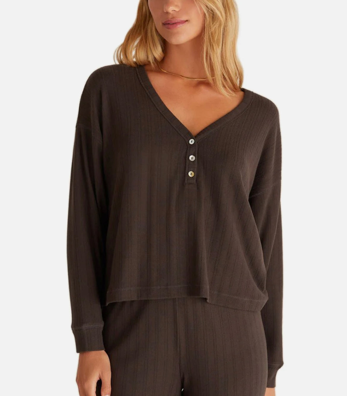 Z Supply DUSK SILKY POINTELLE LONG SLEEVE TOP