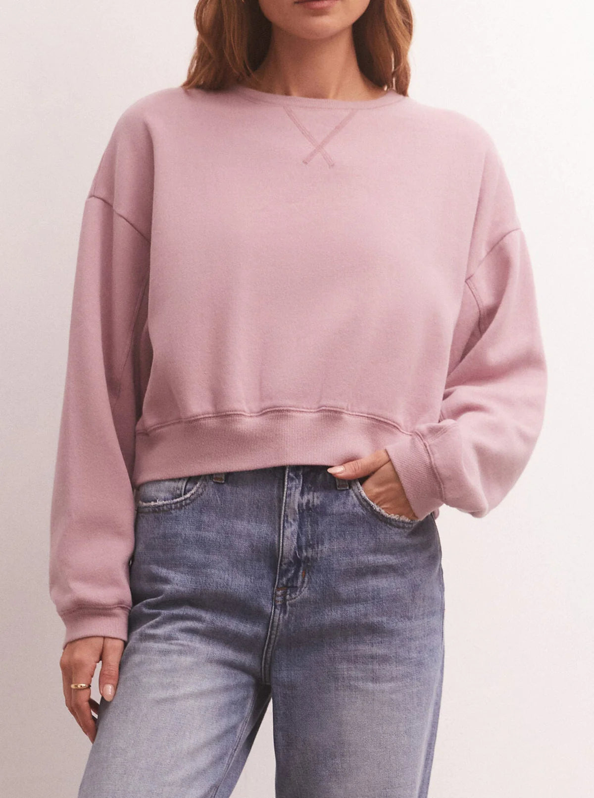 Z Supply Classic Crew Sweatshirt Shadow Mauve