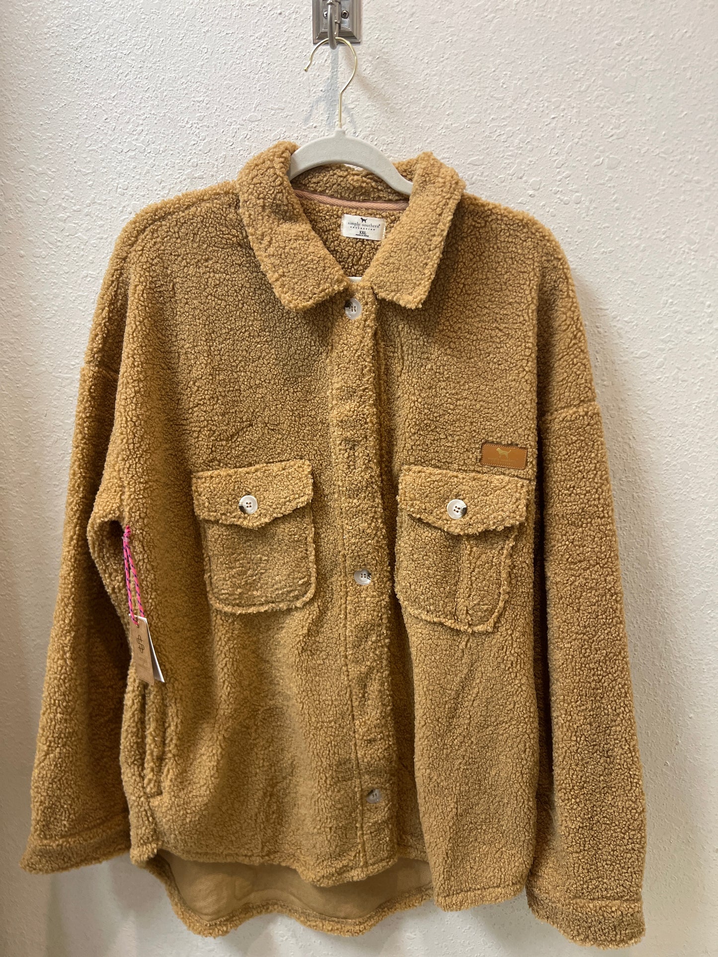 Fuzzy Sherpa Shacket in Coffee