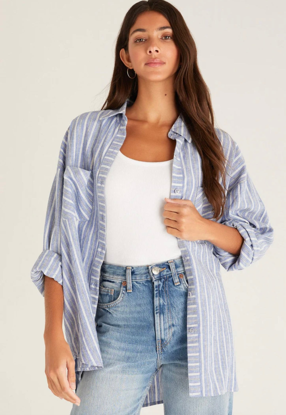 Z Supply NATALIA STRIPED BUTTON UP TOP