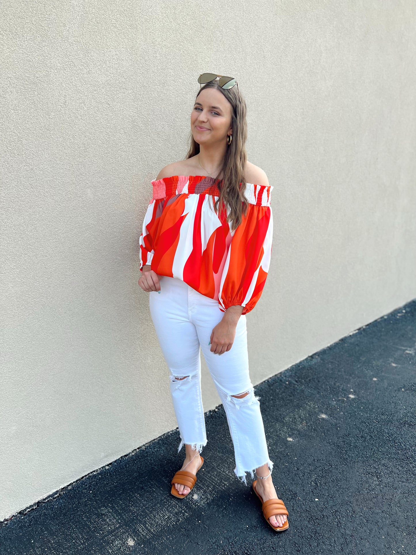 Orange Multi Off Shoulder Top