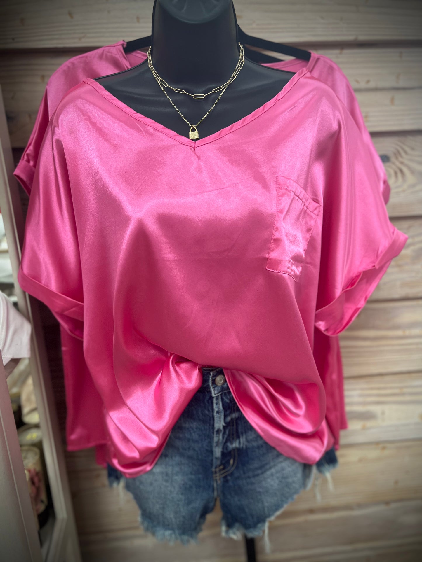 Pink Silk One Pocket Tee